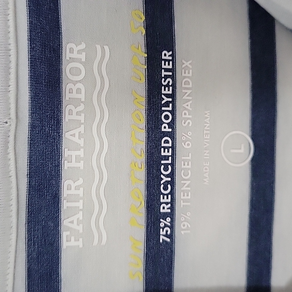 Fair Harbor Navy and White Striped Hoodie Long Sleeve Shirt, Size Large - Picture 7 of 9